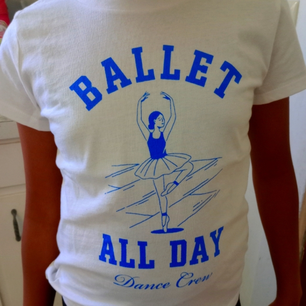 Ballet All Day Kids Costume T-Shirt - White and Blue